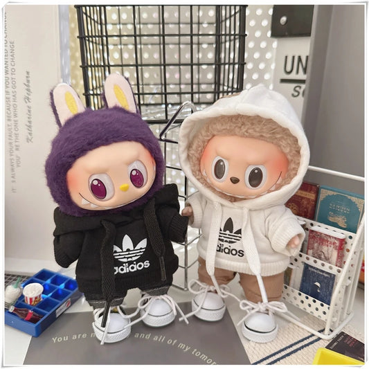 Roupas Fashion para Labubu 15/17cm – Estilo K-Idol | Moletom + Calça | Versões V1/V2